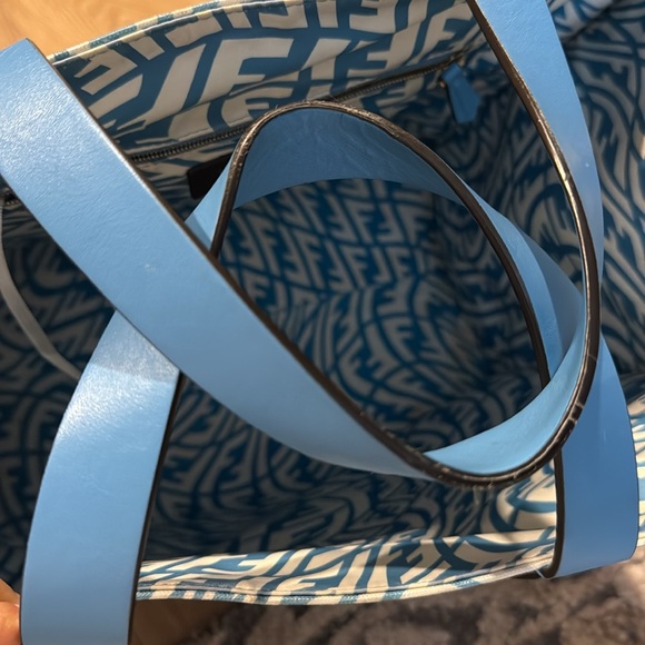 Preloved Fendi Blue and White Canvas Tote Bag - Picture 12 of 16